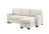 Estelle Beige 86.5"W Fabric Reversible Sleeper Sectional Sofa with Storage Chaise