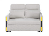 Percy Beige 55.5"W Teddy Velvet Sleeper Loveseat