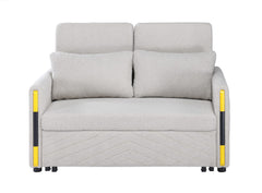 Percy Beige 55.5"W Teddy Velvet Sleeper Loveseat