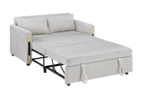 Percy Beige 55.5"W Teddy Velvet Sleeper Loveseat