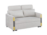 Percy Beige 55.5"W Teddy Velvet Sleeper Loveseat
