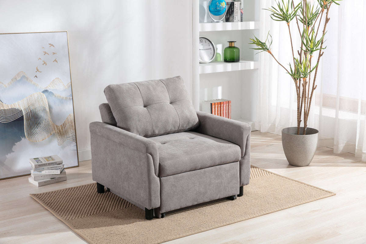 Hannah Gray 35"W Woven Fabric Convertible Sleeper Chair