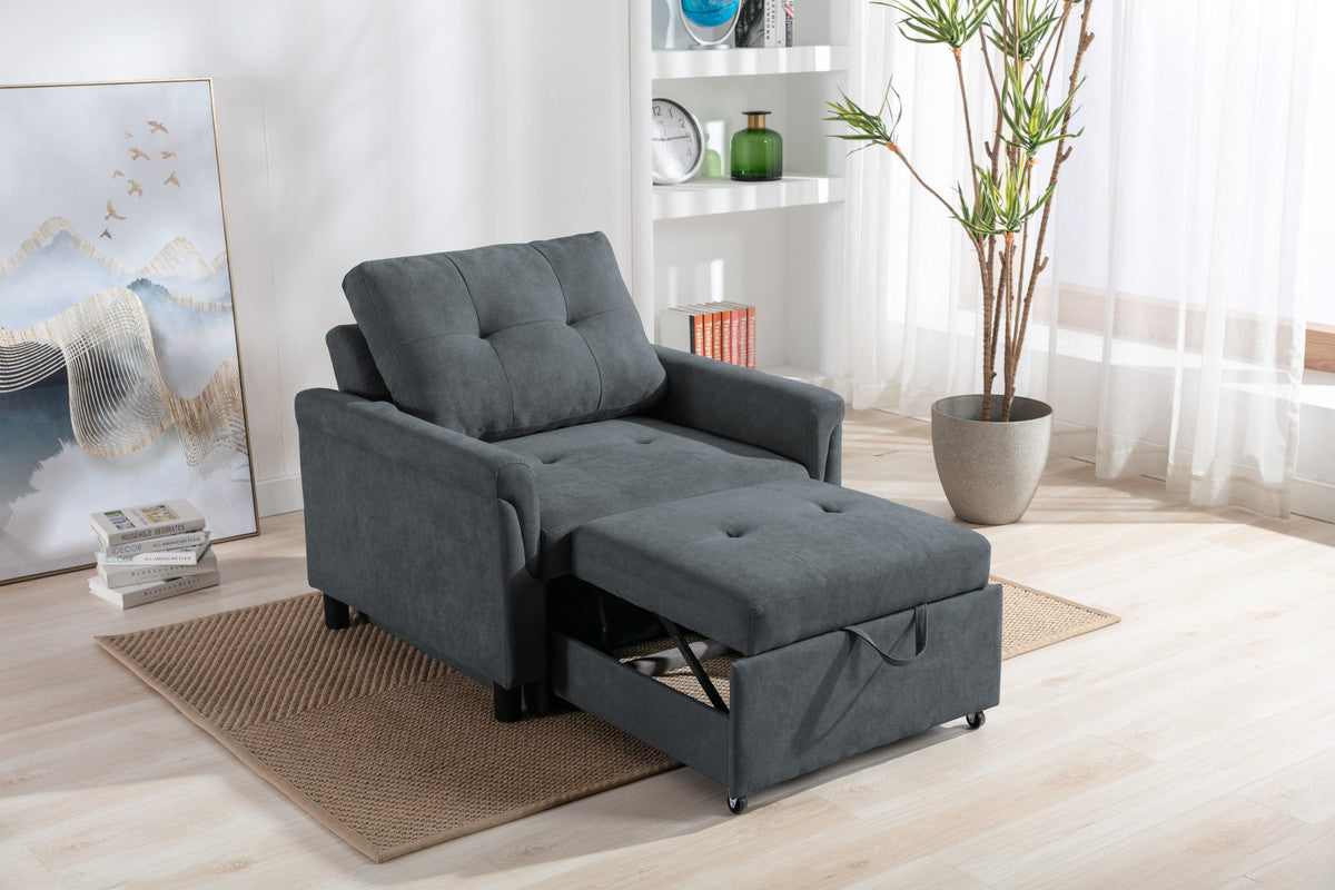 Hannah Dark Gray 35"W Woven Fabric Convertible Sleeper Chair