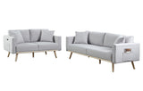 Easton Light Gray Linen Sofa & Loveseat Set