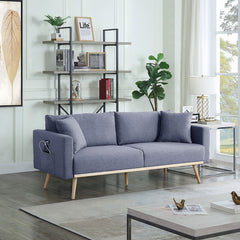 Easton Dark Gray 75"W Linen Sofa