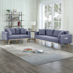 Easton Dark Gray Linen Sofa & Loveseat Set