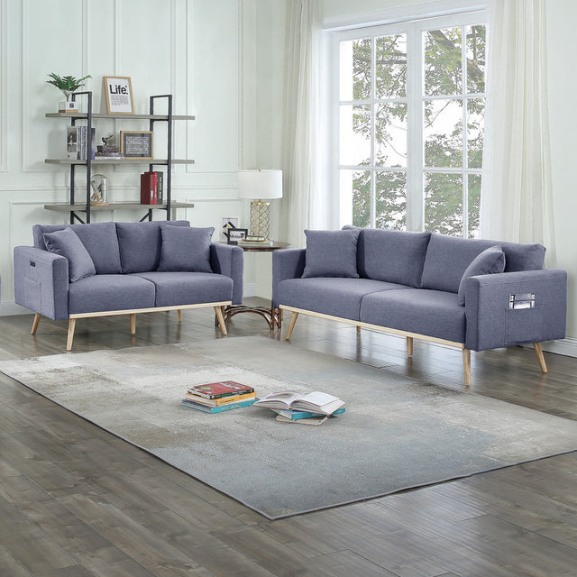 Easton Dark Gray Linen Sofa & Loveseat Set