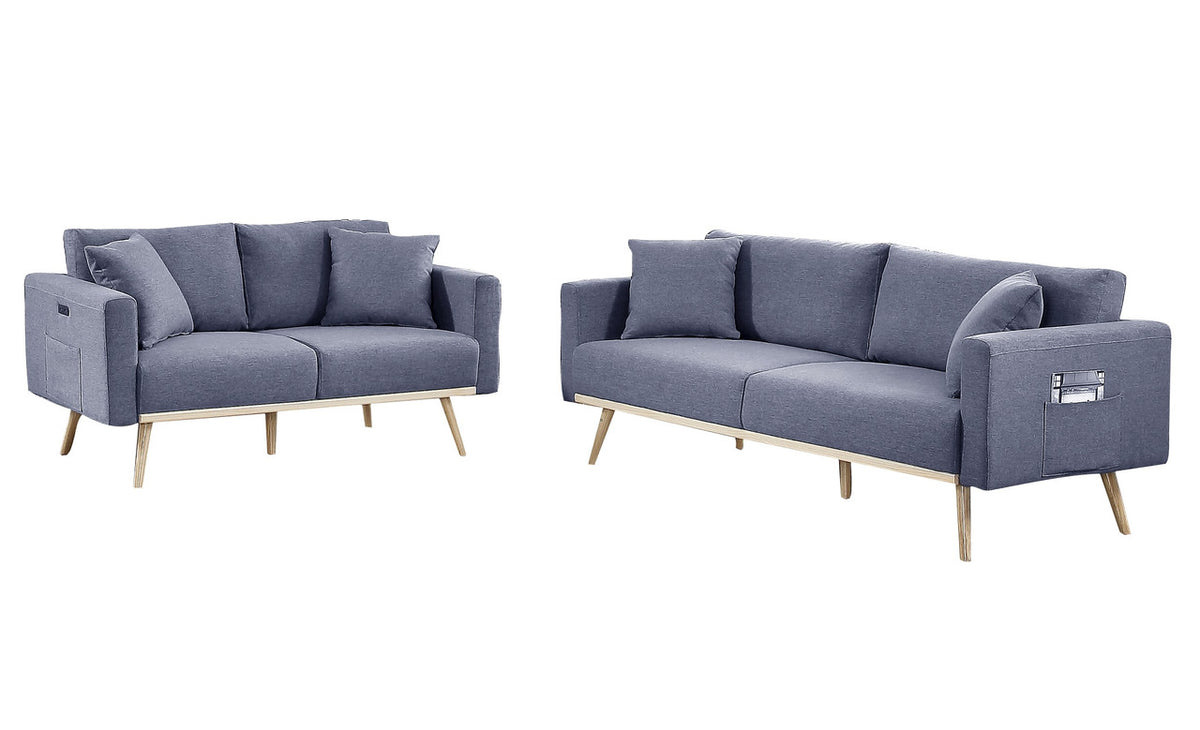 Easton Dark Gray Linen Sofa & Loveseat Set