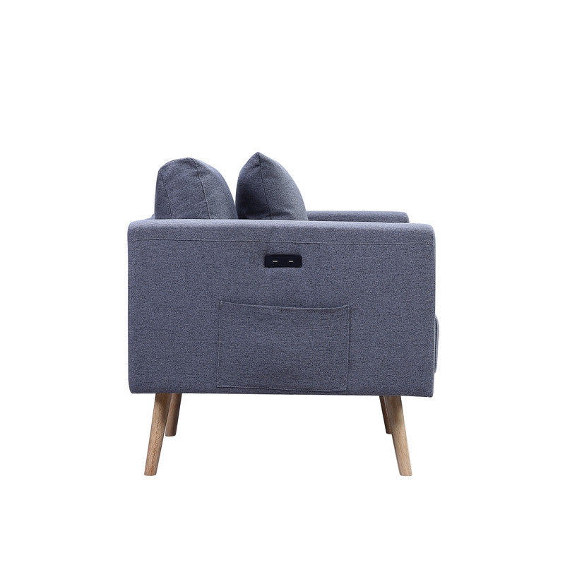 Easton Dark Gray 56.5"W Linen Loveseat