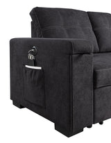 Toby Black 95"W Woven Fabric Reversible Sleeper Sectional Sofa with RAF Storage Chaise