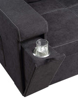 Toby Black 95"W Woven Fabric Reversible Sleeper Sectional Sofa with RAF Storage Chaise