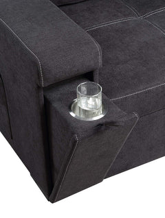 Toby Black 95"W Woven Fabric Reversible Sleeper Sectional Sofa with RAF Storage Chaise