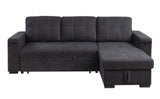 Toby Black 95"W Woven Fabric Reversible Sleeper Sectional Sofa with RAF Storage Chaise