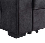 Toby Black 95"W Woven Fabric Reversible Sleeper Sectional Sofa with RAF Storage Chaise