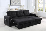 Toby Black 95"W Woven Fabric Reversible Sleeper Sectional Sofa with RAF Storage Chaise