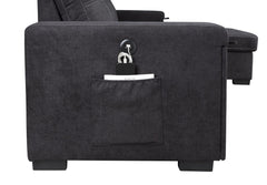 Toby Black 95"W Woven Fabric Reversible Sleeper Sectional Sofa with RAF Storage Chaise