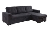 Toby Black 95"W Woven Fabric Reversible Sleeper Sectional Sofa with RAF Storage Chaise