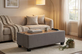 Madison Light Gray 42"W Storage Ottoman Console Table