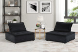 Anna Black 40"W Velvet Armless Lounge Chair (Set of 2)
