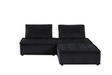 Anna Black 80"W Velvet Sectional Sofa with Ottoman