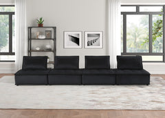 Anna Black 160"W Velvet 4-Seater Modular Sofa