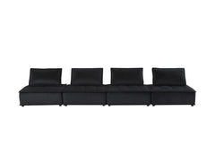 Anna Black 160"W Velvet 4-Seater Modular Sofa