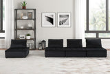 Anna Black 120"W Velvet 4-Piece Modular Sofa