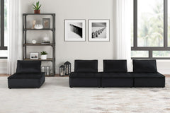 Anna Black 120"W Velvet 4-Piece Modular Sofa