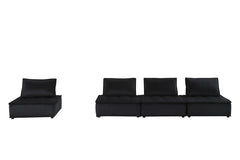 Anna Black 160"W Velvet 4-Seater Modular Sofa