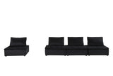 Anna Black 120"W Velvet 4-Piece Modular Sofa