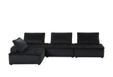 Anna Black 120"W Velvet 4-Piece Modular Sofa