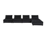 Anna Black 160"W Velvet Sectional Sofa with Ottoman