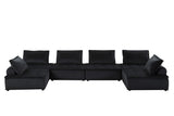 Anna Black 160"W Velvet Modular U-Shape Sectional Sofa