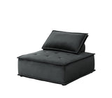 Anna Black 80"W Velvet Sectional Sofa with Ottoman