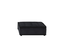 Anna Black 120"W Velvet Sectional Sofa with Ottoman