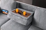 Mackenzie Light Gray 91"W Chenille Reversible Sleeper Sectional Sofa with Storage Chaise