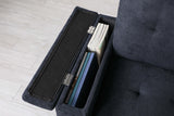 Ashlyn II Charcoal 84"W Woven Fabric Reversible Sleeper Sectional Sofa with Storage Chaise
