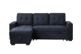 Ashlyn II Charcoal 84"W Woven Fabric Reversible Sleeper Sectional Sofa with Storage Chaise