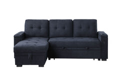 Ashlyn II Charcoal 84"W Woven Fabric Reversible Sleeper Sectional Sofa with Storage Chaise