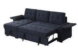 Ashlyn II Charcoal 84"W Woven Fabric Reversible Sleeper Sectional Sofa with Storage Chaise