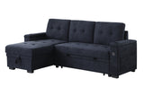Ashlyn II Charcoal 84"W Woven Fabric Reversible Sleeper Sectional Sofa with Storage Chaise