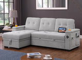 Ashlyn II Gray 84"W Woven Fabric Reversible Sleeper Sectional Sofa with Storage Chaise
