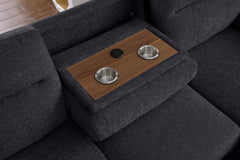 Kipling II Charcoal 95"W Chenille Sleeper Sectional Sofa with Right-Facing Chaise