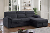 Kipling II Charcoal 95"W Chenille Sleeper Sectional Sofa with Right-Facing Chaise