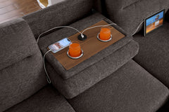 Kipling II Brown 95"W Chenille Sleeper Sectional Sofa with Right-Facing Chaise