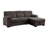Kipling II Brown 95"W Chenille Sleeper Sectional Sofa with Right-Facing Chaise