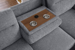 Kipling II Light Gray 95"W Chenille Sleeper Sectional Sofa with Right-Facing Chaise