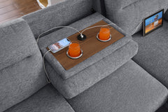 Kipling II Light Gray 95"W Chenille Sleeper Sectional Sofa with Right-Facing Chaise