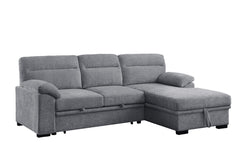 Kipling II Light Gray 95"W Chenille Sleeper Sectional Sofa with Right-Facing Chaise