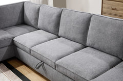 Samara Gray 137"W Chenille Sectional Sofa with Right-Facing Chaise